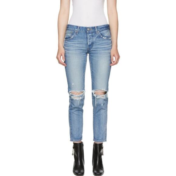 Moussy Latrobe Tapered Skinny Jeans Distressed Knee Medium Wash Blue Size 26 - Picture 9 of 9